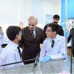 Prime Minister Muhammad Shehbaz Sharif interacts with students at Daanish School