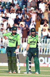 Pakistan’s batter, Hasan Nawaz bowled out during the ODI tri-nation series match against England at Rawalpindi Cricket Stadium
