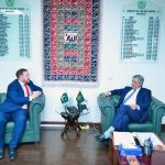 Federal Minister for Law & Justice and Human Rights Senator Azam Nazeer Tarar meeting with British Minister of State Stephen Doughty at his office