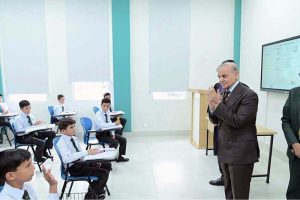 Prime Minister Muhammad Shehbaz Sharif interacts with students at Daanish School