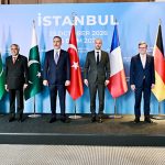 Deputy Prime Minister/Foreign Minister Senator Mohammad Ishaq Dar in a group photo with the Foreign Ministers of Türkiye, Saudi Arabia and Egypt, and their counterparts from France, Germany, Italy and the United Kingdom