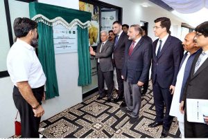 Federal Minister for National Food Security & Research, Rana Tanveer Hussain, inaugurates Pakistan's first high-tech automatic Beeswax Foundation Sheet Manufacturing Unit at the Honeybee Research Institute, NARC