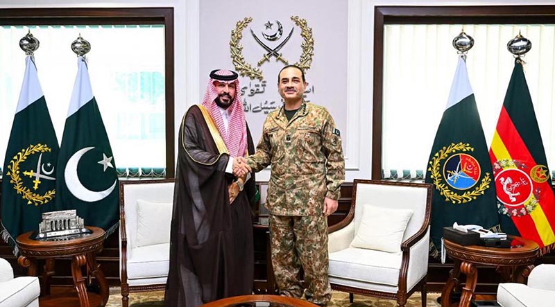 H.E. Dr. Rajeh Tami Albugamy, the newly appointed Ambassador of the Kingdom of Saudi Arabia to Pakistan, called on Field Marshal Syed Asim Munir, NI (M), HJ, Chief of Army Staff and Chief of Defence Forces (COAS & CDF), at General Headquarters (GHQ)