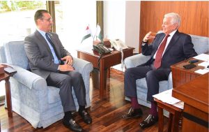 Dr. Oumer Hussein Oba, Ambassador of Ethiopia calls on Minister for Defence, Khawaja Muhammad Asif.
