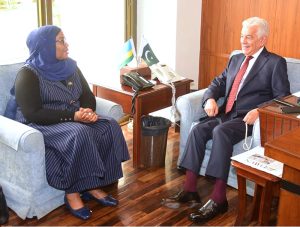 Dr. Oumer Hussein Oba, Ambassador of Ethiopia calls on Minister for Defence, Khawaja Muhammad Asif.