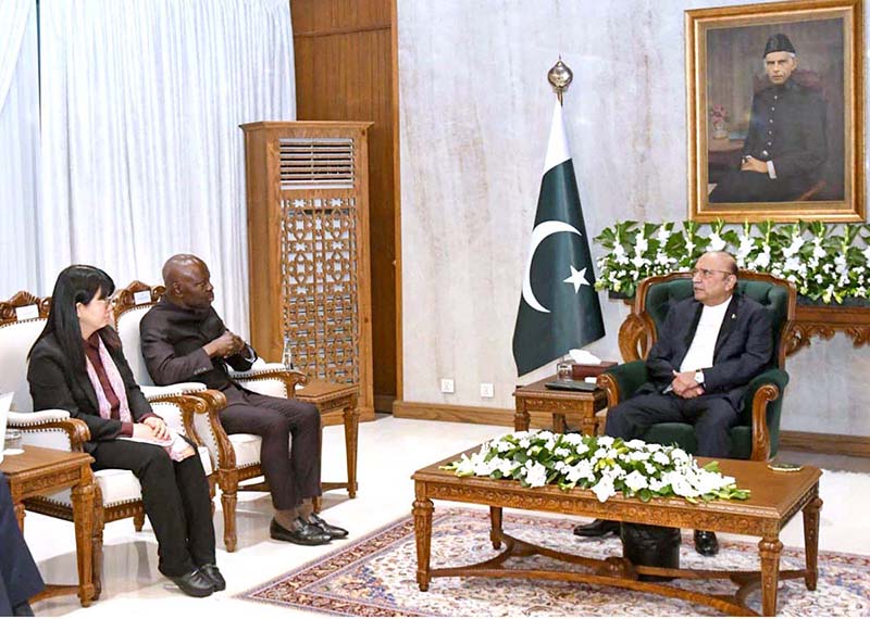 President Asif Ali Zardari in a meeting with Director-General of the International Labour Organization (ILO) Mr. Gilbert F. Houngbo at Aiwan-e-Sadr