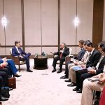 Deputy Prime Minister/Foreign Minister Senator Mohammad Ishaq Dar meeting the Foreign Secretary of the United Kingdom, Ed Miliband