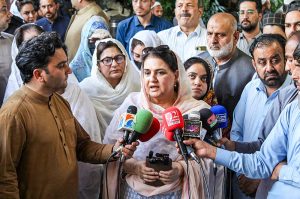 Chairperson of the Benazir Income Support Programme (BISP), Senator Robina Khalid, visits Dir Colony in Peshawar to offer condolences to the families of the victims of the school roof collapse tragedy.