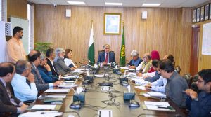 Federal Minister for Planning, Development and Special Initiatives Ahsan Iqbal chairing a meeting of the National Price Monitoring Committee (NPMC).