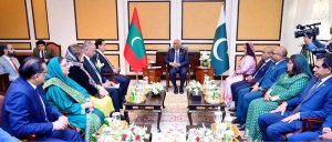 Speaker National Assembly Sardar Ayaz Sadiq in a meeting with President of the Republic of Maldives Dr. Mohamed Muizzu