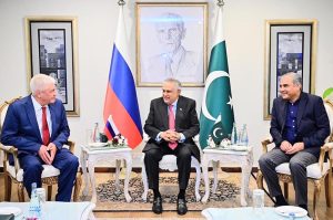Deputy Prime Minister/Foreign Minister Senator Mohammad Ishaq Dar meeting Mr. Vladimir Kolokoltsev, Interior Minister of the Russian Federation, at the Ministry of Foreign Affairs