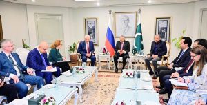 Deputy Prime Minister/Foreign Minister Senator Mohammad Ishaq Dar meeting Mr. Vladimir Kolokoltsev, Interior Minister of the Russian Federation, at the Ministry of Foreign Affairs