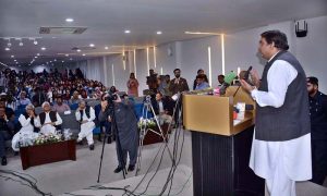 Speaker Punjab Assembly Malik Muhammad Ahmad Khan is addressing to seminar at The University of Faisalabad (TUF)