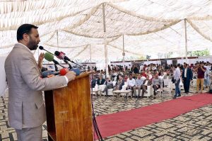 Federal Minister for Health Syed Mustafa Kamal addressing during attending the inaugural ceremony of 'Career Connect 2026, organized by the Department of Computer Science at the University of Karachi
