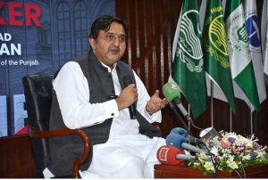 Speaker Punjab Assembly Malik Muhammad Ahmad Khan is addressing to seminar at The University of Faisalabad (TUF)