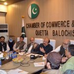 Chairman Prime Minister’s Youth Programme, Rana Mashhood Ahmed Khan, addresses a meeting at the Quetta Chamber of Commerce and Industry (QCCI), discussing youth development, entrepreneurship, and economic opportunities for young people