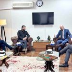 Minister of State for Law and Justice Barrister Aqeel Malik meets Mr. Konrad Duda, Policy Officer for Pakistan at the European External Action Service (EEAS), and Mr. Piotr Buszta, Head of the Political, Trade and Communication Section at the European Union Delegation to Pakistan, at the Ministry of Law and Justice