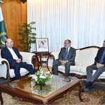 President Asif Ali Zardari in a meeting with Lieutenant General (Rtd.) Nauman Mahmood, the first Secretary General pursuant to the Makkah Joint Defence Agreement, at Aiwan-e-Sadr