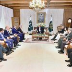 President Asif Ali Zardari talking to Mr Magnus Brunner, European Commissioner for Internal Affairs and Migration, at Aiwan-e-Sadr