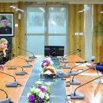 A delegation of the Human Rights Commission of the Maldives call on Minister of State for Law & Justice Barrister Aqeel Malik at the Ministry of Human Rights, to discuss bilateral cooperation in human rights. NCHR Chairperson Rabiya Javeri Agha and Secretary MoHR Abdul Khalique Shaikh are also present