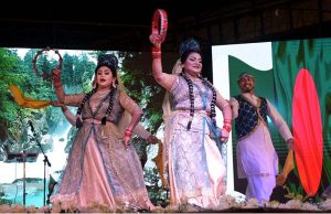Artists from Bangladesh perform during a special cultural evening at the Open Air Theatre Lok Virsa