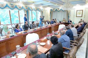 A delegation of Mutehda Qaumi Movement meets with Prime Minister Muhammad Shehbaz Sharif